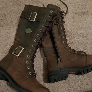 Harley brown zip and lace up boots